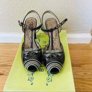 Bobbi Blu Madison black patent leather lace heels 50s 60s pinup Mary jane 8.5